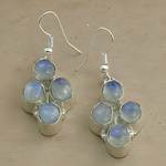Load image into Gallery viewer, 925 sterling silver drop earrings with blue moonstone gemstones for women