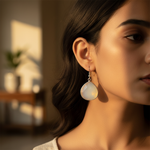 将图像加载到图库查看器中, Silver Teardrop Earrings with Beige Gemstone | Women's Jewelry