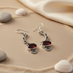 将图像加载到图库查看器中, 925 Silver Garnet Drop Earrings for Women | Gemstone Jewelry