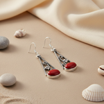 Load image into Gallery viewer, 925 Silver Red Coral Drop Earrings for Women | Dangle Earrings