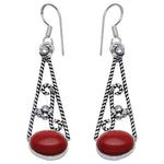 Load image into Gallery viewer, 925 Silver Red Coral Drop Earrings for Women | Dangle Earrings