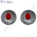 Load image into Gallery viewer, Silver Stud Earrings with Red Gemstone | Women's Jewelry Gift