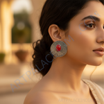 Load image into Gallery viewer, Silver Stud Earrings with Red Gemstone | Women's Jewelry Gift