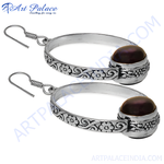Load image into Gallery viewer, 925 sterling silver oval earrings with black pearl and floral design