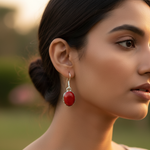 Load image into Gallery viewer, 925 Silver Red Coral Earrings for Women | Dangle Jewelry