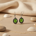 Load image into Gallery viewer, 925 Silver Green Gemstone Earrings for Women | Dangle Jewelry