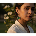 Load image into Gallery viewer, Pendientes de plata 925 con piedras preciosas verdes para mujer | Joyas colgantes