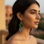 Load image into Gallery viewer, 925 Silver Green Gemstone Earrings for Women | Dangle Jewelry