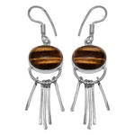 Load image into Gallery viewer, 925 Silver Tiger Eye Drop Earrings for Women | Dangle Jewelry