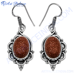 Load image into Gallery viewer, 925 Silver Sunstone Drop Earrings for Women | Gemstone Jewelry