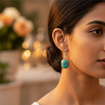 Load image into Gallery viewer, Silver Red Coral & Turquoise Drop Earrings | Women's Jewelry