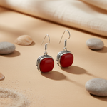Load image into Gallery viewer, Silver Red Coral & Turquoise Drop Earrings | Women's Jewelry