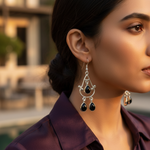 Load image into Gallery viewer, 925 Silver Black Onyx Dangle Earrings | Women's Jewelry Gift