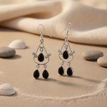 Load image into Gallery viewer, 925 Silver Black Onyx Dangle Earrings | Women's Jewelry Gift