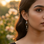 Load image into Gallery viewer, 925 Silver Smoky Quartz & Onyx Drop Earrings for Women