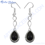 Load image into Gallery viewer, 925 sterling silver drop earrings with blue sandstone teardrop gemstones, ideal for women
