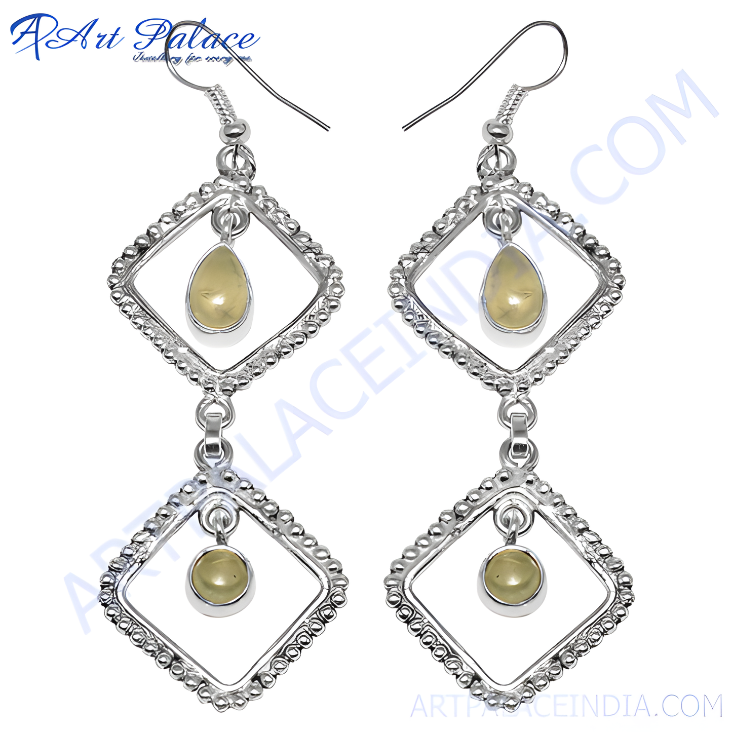 925 sterling silver drop earrings with a gemstone center, perfect for women.