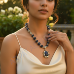 Load image into Gallery viewer, Silver Blue Sandstone Bead Necklace for Women | Gift Jewelry