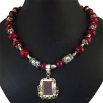 Load image into Gallery viewer, Red Agate Bead & Silver Pendant Necklace | Women's Jewelry Gift