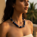 Load image into Gallery viewer, Blue Gemstone Beaded Necklace | Statement Jewelry for Women