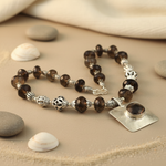 Load image into Gallery viewer, Smoky Quartz Bead Necklace | 925 Silver | Women's Fashion Jewelry