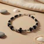 Load image into Gallery viewer, Black Onyx Bead Necklace | Silver Accents | Women's Jewelry Gift