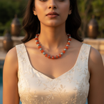 Load image into Gallery viewer, Red Gemstone Beaded Necklace | Silver Accents | Women's Fashion Jewelry