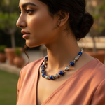 Load image into Gallery viewer, Silver Lapis Lazuli Bead Necklace | Women's Beaded Jewelry