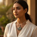 Load image into Gallery viewer, 925 Silver Peridot Onyx Pendant for Women | Gemstone Jewelry