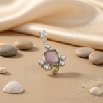 Load image into Gallery viewer, Sterling silver gemstone pendant featuring a rectangular center stone and surrounding smaller stones, perfect for elegant style.