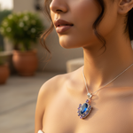 Load image into Gallery viewer, Colgante de topacio azul y amatista en plata 925 para mujer | Joyería de regalo