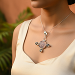 Load image into Gallery viewer, Collar con colgante de flor de plata 925 | Joyas con piedras preciosas para mujer
