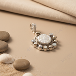 Load image into Gallery viewer, 925 sterling silver pearl pendant with a cluster of pearls and silver accents, white background, gemstone jewelry