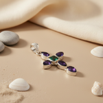 Load image into Gallery viewer, 925 Silver Cross Pendant Necklace for Women | Gemstone Jewelry