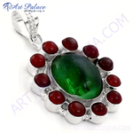 Load image into Gallery viewer, 925 Silver Green Stone Pendant for Women | Gemstone Jewelry