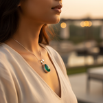 将图像加载到图库查看器中, 925 Silver Green Onyx Teardrop Pendant for Women | Gift