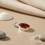 Load image into Gallery viewer, 925 silver pendant with a faceted red carnelian gemstone. Elegant gemstone pendant for women.