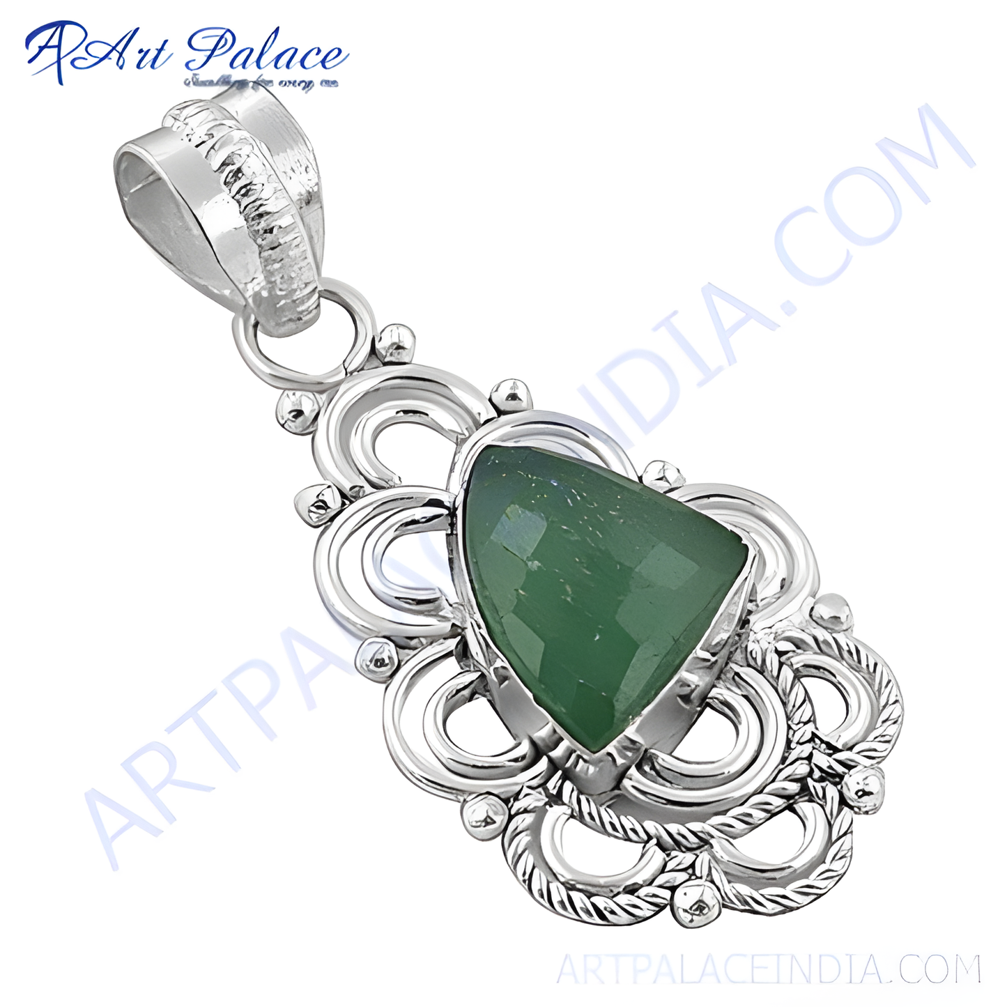 925 sterling silver pendant with green gemstone, a beautiful fashion jewelry for women.