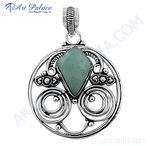 Load image into Gallery viewer, 925 Silver Green Gemstone Pendant Necklace for Women