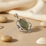 将图像加载到图库查看器中, 925 sterling silver pendant necklace with green chalcedony gemstone center, ideal gift
