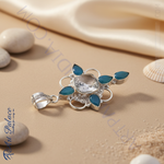 将图像加载到图库查看器中, 925 Sterling Silver Chalcedony Pendant with blue gemstone accents, perfect for women.