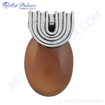 Load image into Gallery viewer, Silver pendant with a brown gemstone, a unique and stylish piece of jewelry.