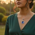 将图像加载到图库查看器中, 925纯银蓝色宝石椭圆形吊坠,女士款 | 礼品首饰