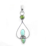 Load image into Gallery viewer, 925 Silver Gemstone Pendant for Women | Turquoise & Green