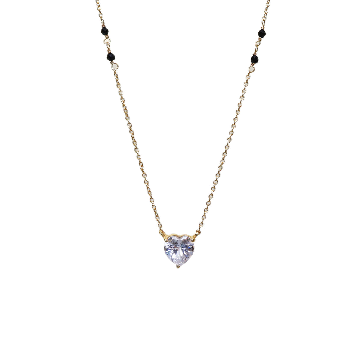 Gold plating heart pendant necklace | cubic zirconia | women's jewelry gift