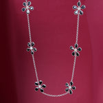 Load image into Gallery viewer, Collar de flores de plata | Cadena floral de esmalte negro para mujer
