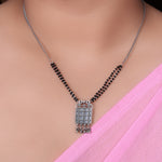 Load image into Gallery viewer, 925 Silver Black Bead Grid Pendant Necklace | Women's Jewelry