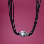 Load image into Gallery viewer, Black Beaded Silver Pendant Necklace | Minimalist Jewelry for Women