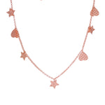 Load image into Gallery viewer, Rose gold plating Star & Heart Charm Necklace | Dainty Chain for Women