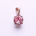 将图像加载到图库查看器中, Rose Gold Plated Solitaire Pink Cubic Zirconia Pendant Necklace for Women